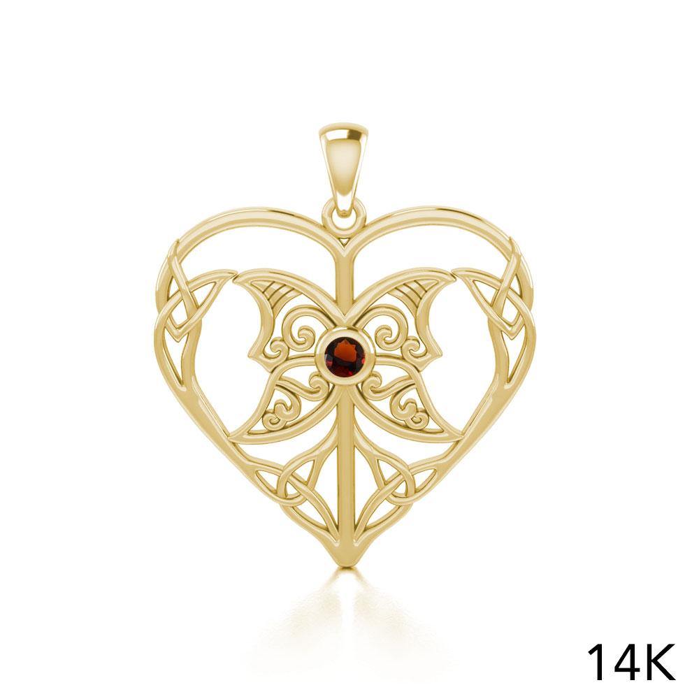 Celtic Triple Goddess Love Peace Solid Gold Pendant with Gemstone GPD5105 - Jewelry