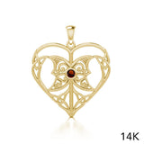 Celtic Triple Goddess Love Peace Solid Gold Pendant with Gemstone GPD5105