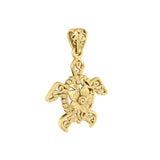 Sea Turtle Filigree Flower Pendant in 14k Gold GPD5139