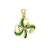 Lucky Shamrock Clover Solid Gold Pendant with Enamel GPD5194 - Jewelry