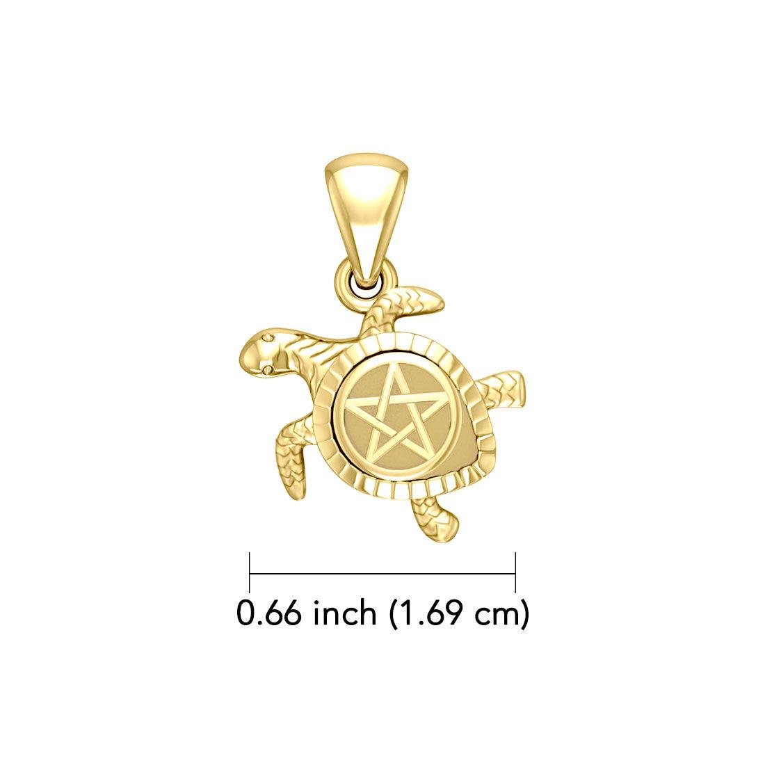 Sea Turtle with Star 14K Yellow Gold Pendant GPD5205 - Jewelry