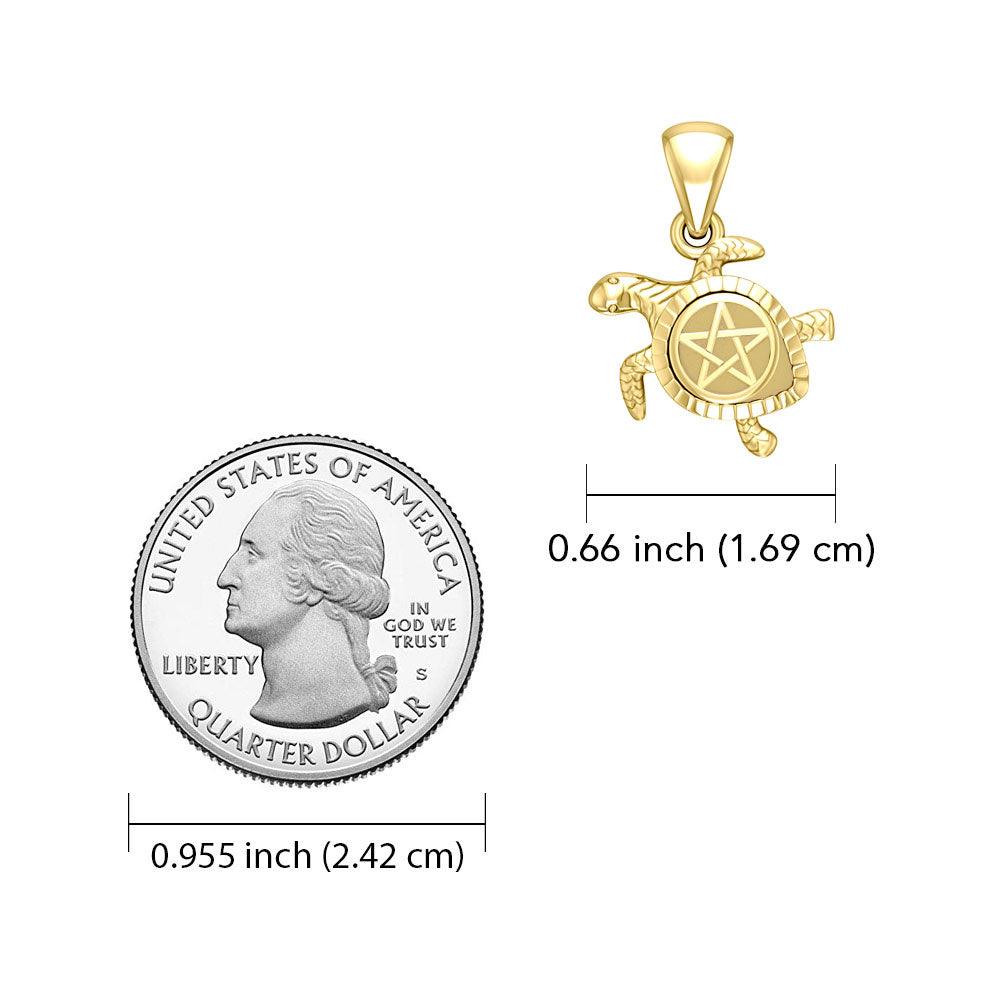 Sea Turtle with Star 14K Yellow Gold Pendant GPD5205 - Jewelry