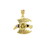 Behind the Mystery of the Mythical Raven 14K Yellow Gold Jewelry Pendant with Gemstone GPD5381 - Jewelry