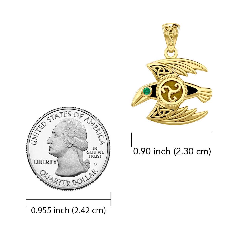 Behind the Mystery of the Mythical Raven 14K Yellow Gold Jewelry Pendant with Gemstone GPD5381 - Jewelry