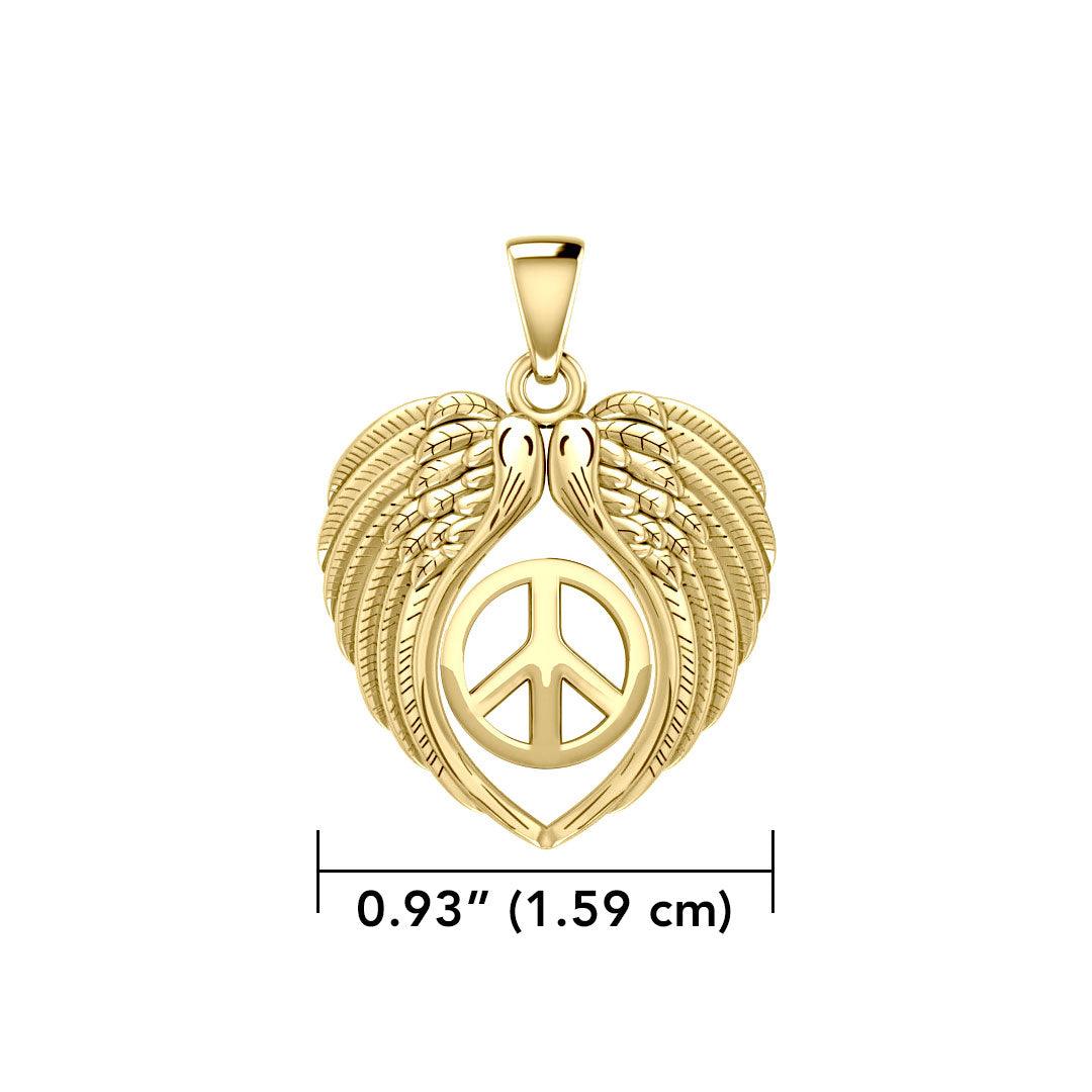 Feel the Tranquil in Angels Wings Solid Gold Pendant with Peace GPD5455 - Jewelry