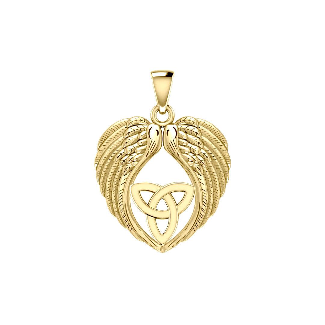 Feel the Tranquil in Angels Wings Solid Gold Pendant with Trinity Knot GPD5456 - Jewelry