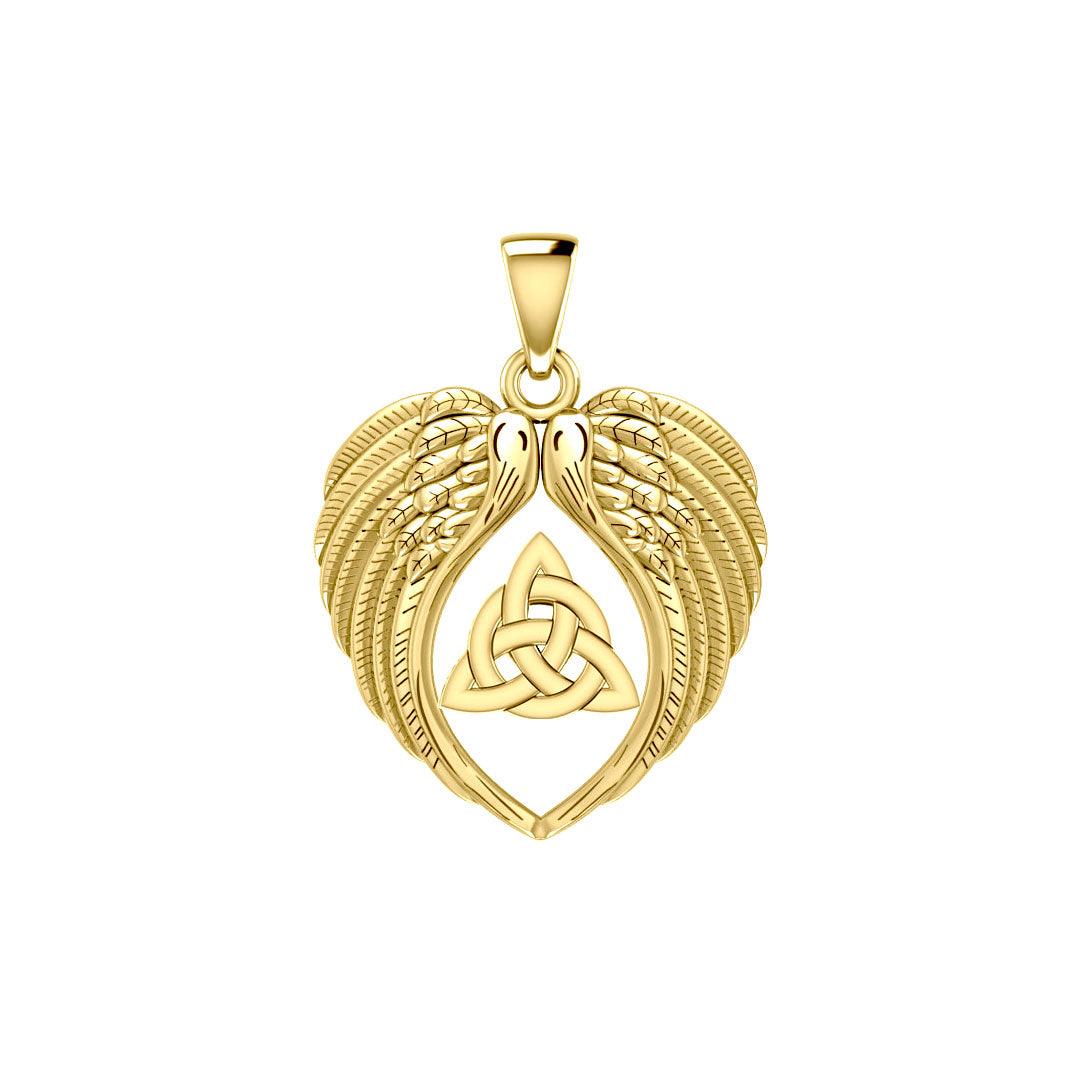 Feel the Tranquil in Angels Wings Solid Gold Pendant with Triquetra GPD5457 - Jewelry