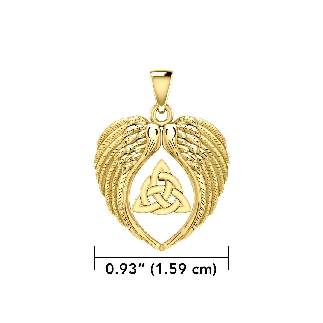 Feel the Tranquil in Angels Wings Solid Gold Pendant with Triquetra GPD5457 - Jewelry