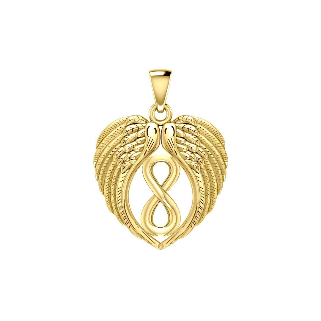 Feel the Tranquil in Angels Wings Solid Gold Pendant with Infinity GPD5479 - Jewelry