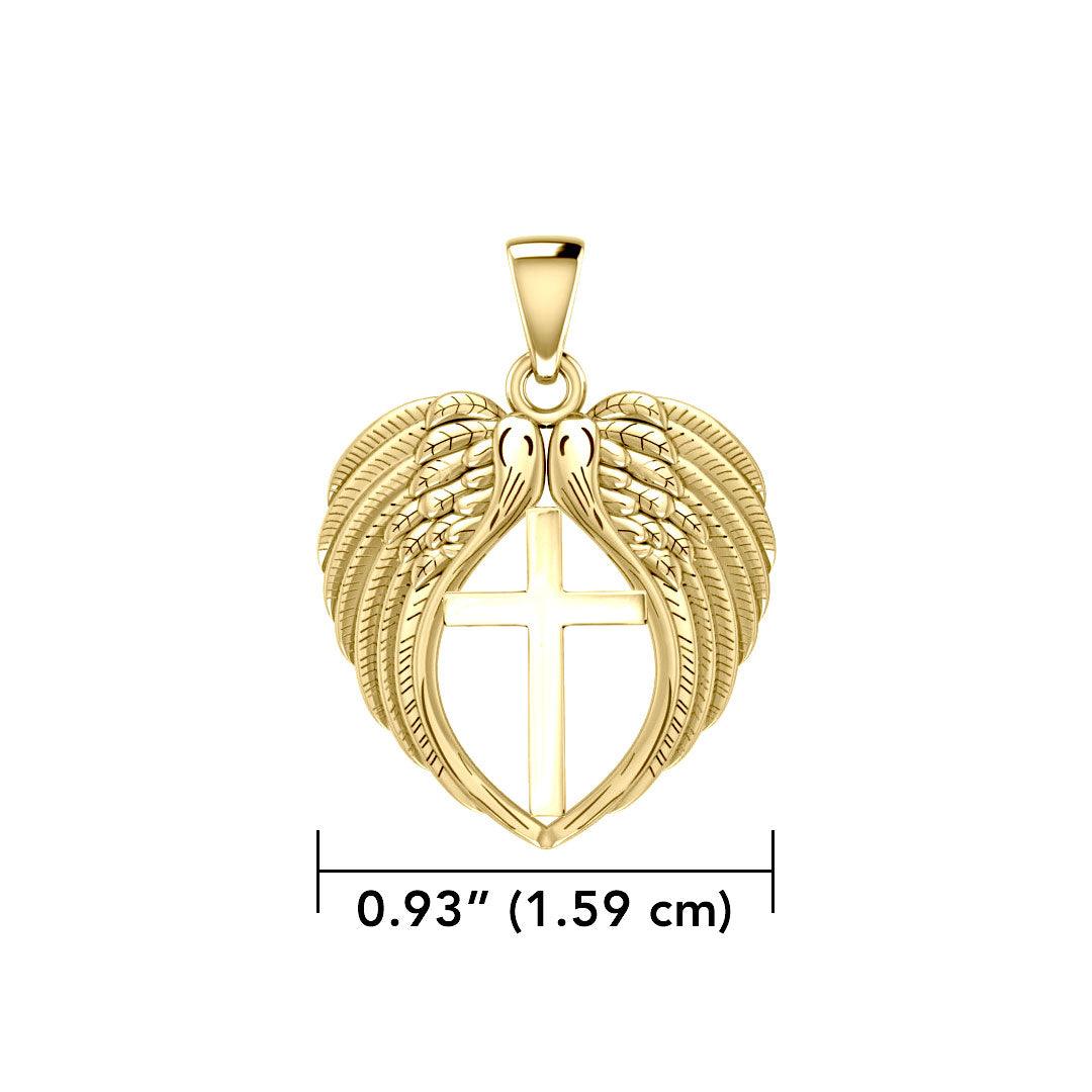 Feel the Tranquil in Angels Wings Solid Gold Pendant with Cross GPD5481 - Jewelry