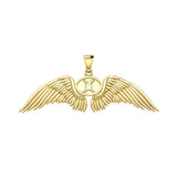 Guardian Angel Wings Solid Gold Pendant with Gemini Zodiac Sign GPD5517 - Jewelry
