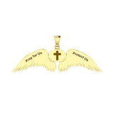 Guardian Angel Wings Solid Gold Pendant with Gemini Zodiac Sign GPD5517 - Jewelry