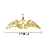Guardian Angel Wings Solid Gold Pendant with Gemini Zodiac Sign GPD5517 - Jewelry
