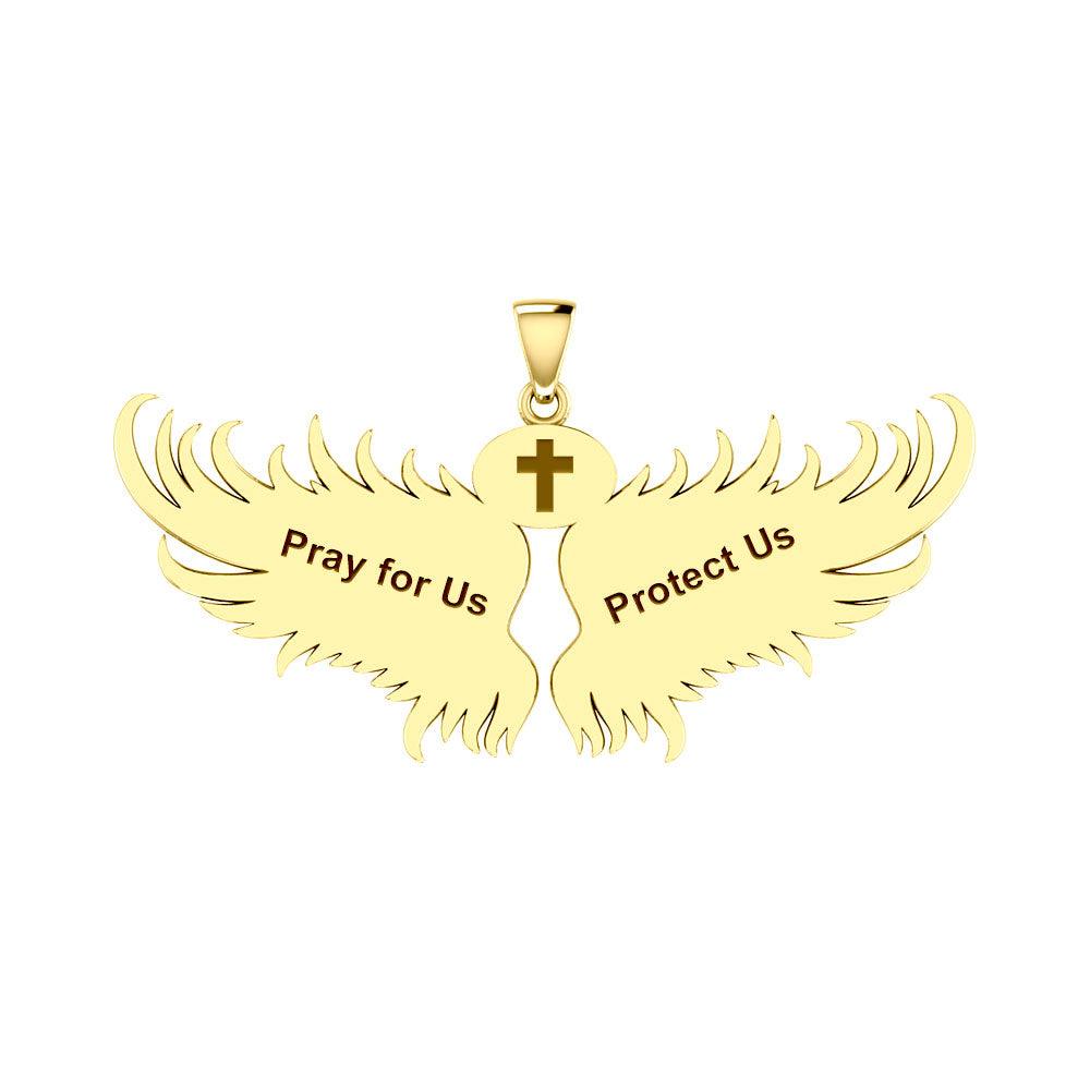 Guardian Angel Wings Solid Gold Pendant with Scorpio Zodiac Sign GPD5522 - Jewelry
