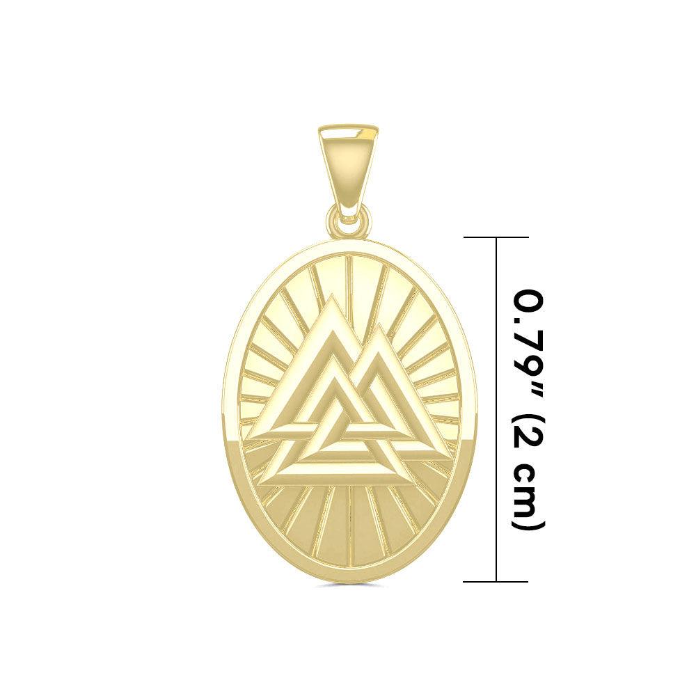 Viking Valknut Oval Solid Gold Pendant Jewelry GPD5615 - Jewelry