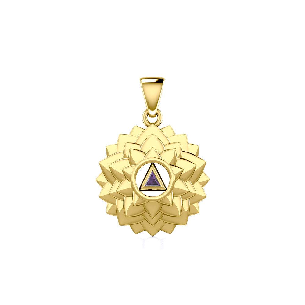 Crown Chakra with Recovery Gemstone Symbol Solid Gold Pendant GPD5631 - Jewelry