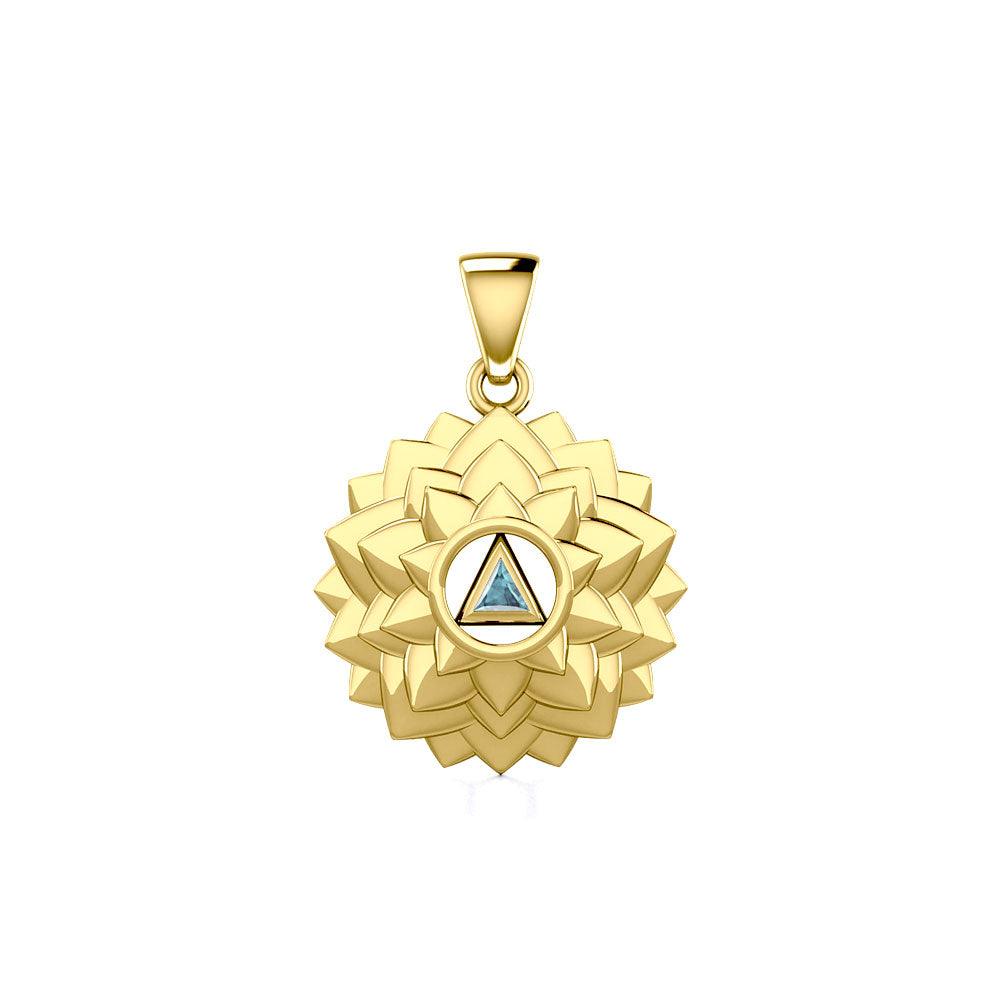 Crown Chakra with Recovery Gemstone Symbol Solid Gold Pendant GPD5631 - Jewelry