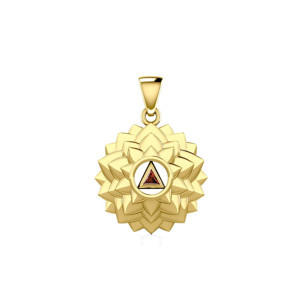 Crown Chakra with Recovery Gemstone Symbol Solid Gold Pendant GPD5631 - Jewelry