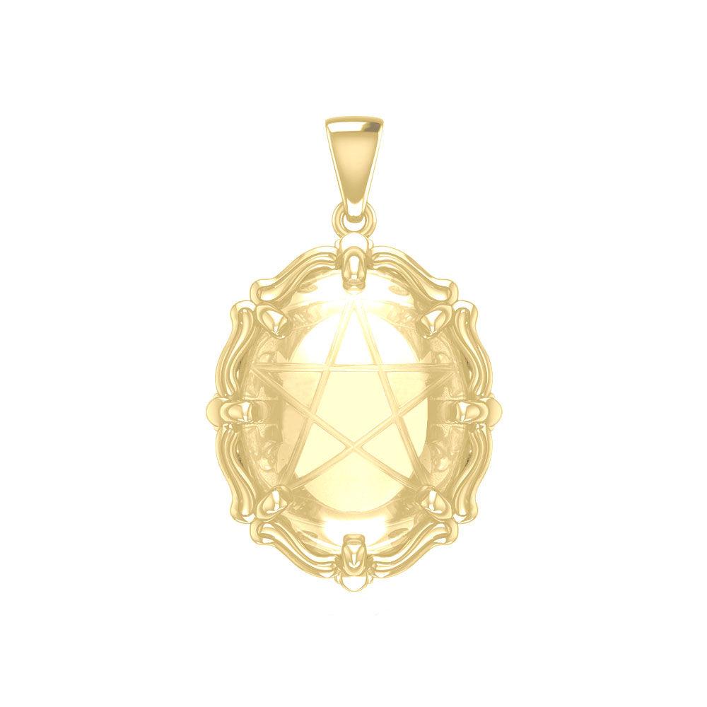 Star Solid Gold Pendant with Genuine White Quartz GPD5632 - Jewelry