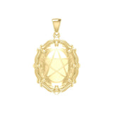 Star Solid Gold Pendant with Genuine White Quartz GPD5632 - Jewelry