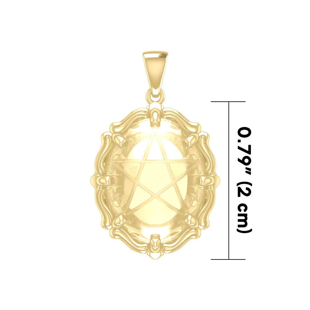Star Solid Gold Pendant with Genuine White Quartz GPD5632 - Jewelry