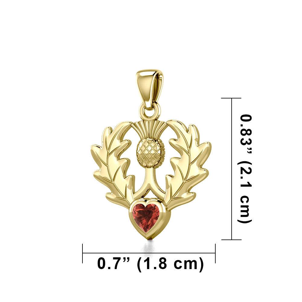 Thistle Solid Gold Pendant with Heart Gemstone GPD5637 - Jewelry