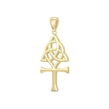 Unite Ancient Symbols: Triquetra Ankh Solid Gold Pendant - Peter Stone | Embrace Spiritual Connection and Eternal Life GPD5661 - Jewelry