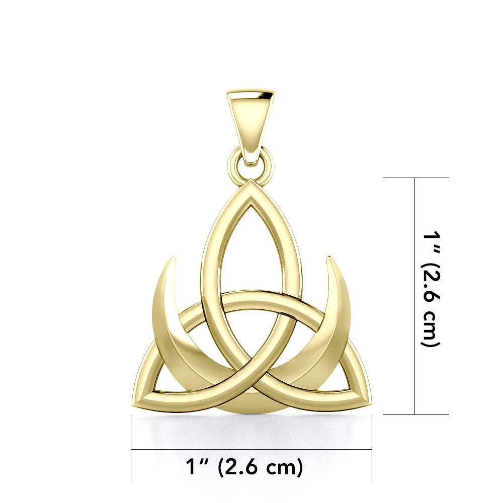 Crescent Moon with Celtic Trinity Solid Gold Pendant GPD5667 - Jewelry