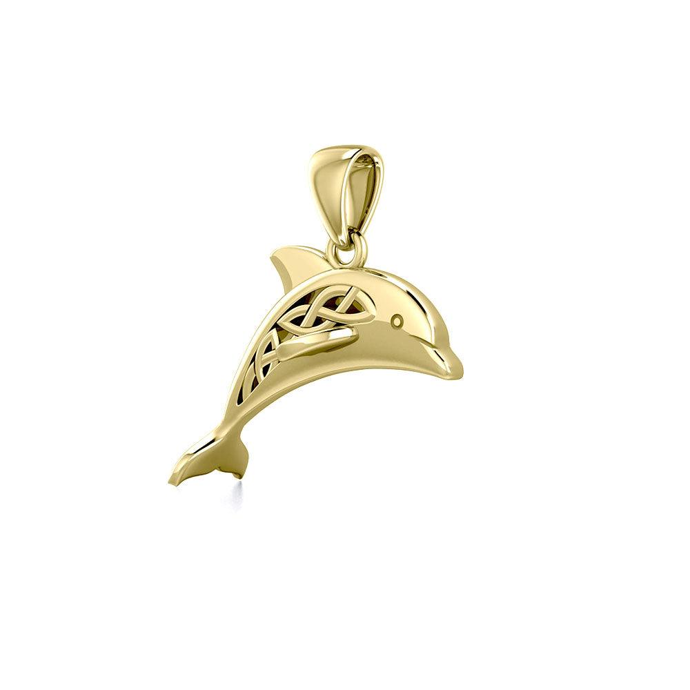 Celtic Jumping Dolphin Solid Gold Pendant GPD5702 - Jewelry