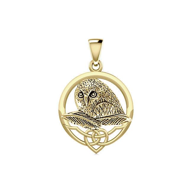 Owl & Celtic Solid Gold Pendant GPD5718 - Jewelry