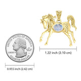Celtic Running Horse 14K Yellow Gold Pendant with Gem GPD5730 - Jewelry