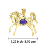 Celtic Running Horse 14K Yellow Gold Pendant with Gem GPD5730 - Jewelry