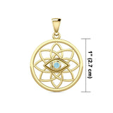 Flower of Life Eye Solid Gold Pendant with Gem GPD5734 - Jewelry