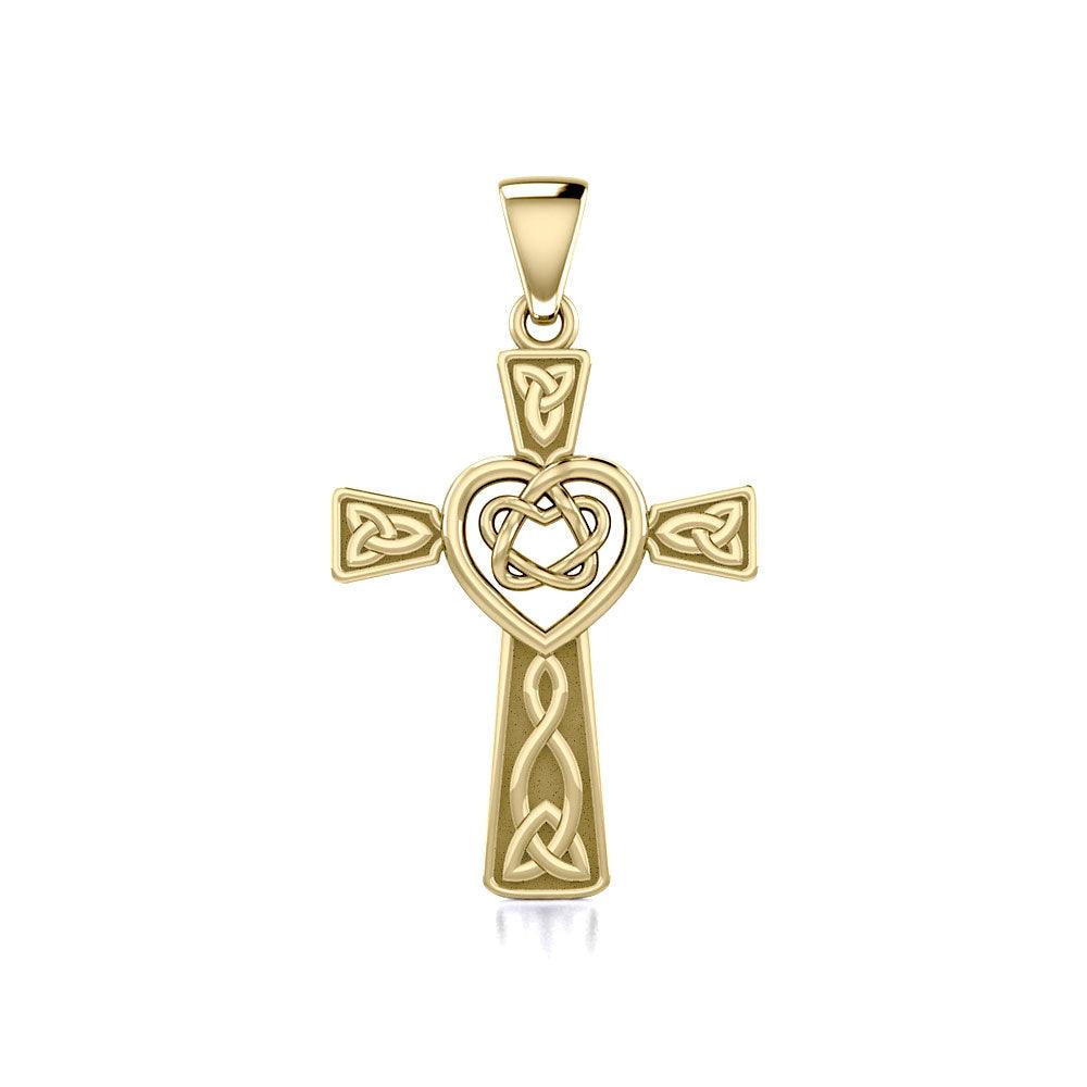 Celtic Cross with Heart Solid Gold Pendant GPD5808 - Jewelry