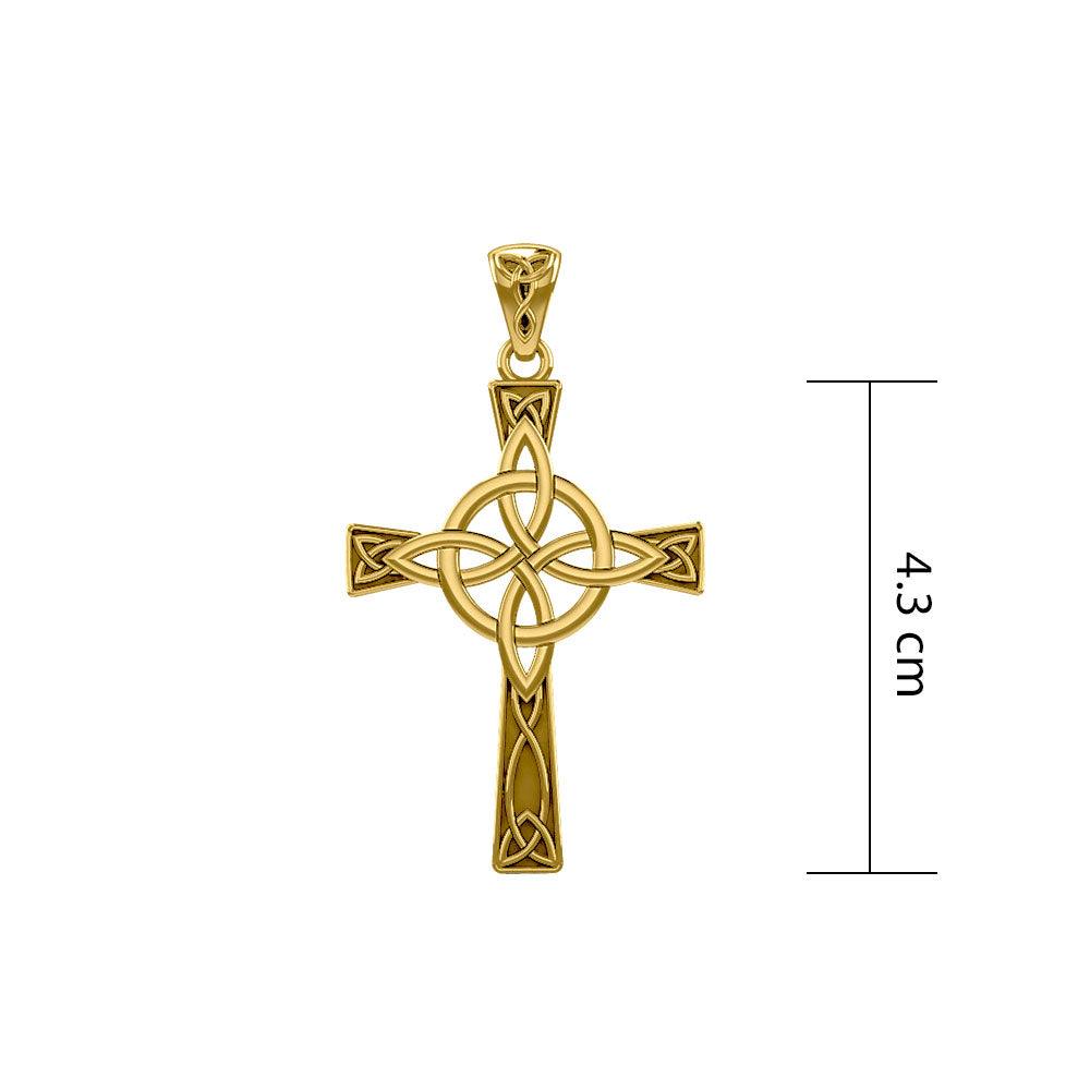 Celtic Cross with Four Point Knot Solid Gold Pendant GPD5811 - Jewelry