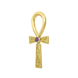 Celtic Ankh 14 K Solid Gold Pendant with Gem GPD5812 - Jewelry