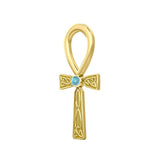Celtic Ankh 14 K Solid Gold Pendant with Gem GPD5812 - Jewelry