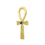 Celtic Ankh 14 K Solid Gold Pendant with Gem GPD5812 - Jewelry