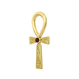 Celtic Ankh 14 K Solid Gold Pendant with Gem GPD5812 - Jewelry