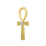 Celtic Ankh 14 K Solid Gold Pendant with Gem GPD5812