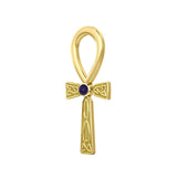 Celtic Ankh 14 K Solid Gold Pendant with Gem GPD5812 - Jewelry