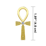 Celtic Ankh 14 K Solid Gold Pendant with Gem GPD5812 - Jewelry