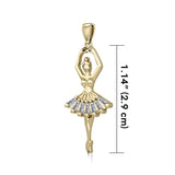 Ballerina Posing Solid Gold Pendant with Gem GPD5830 - Jewelry