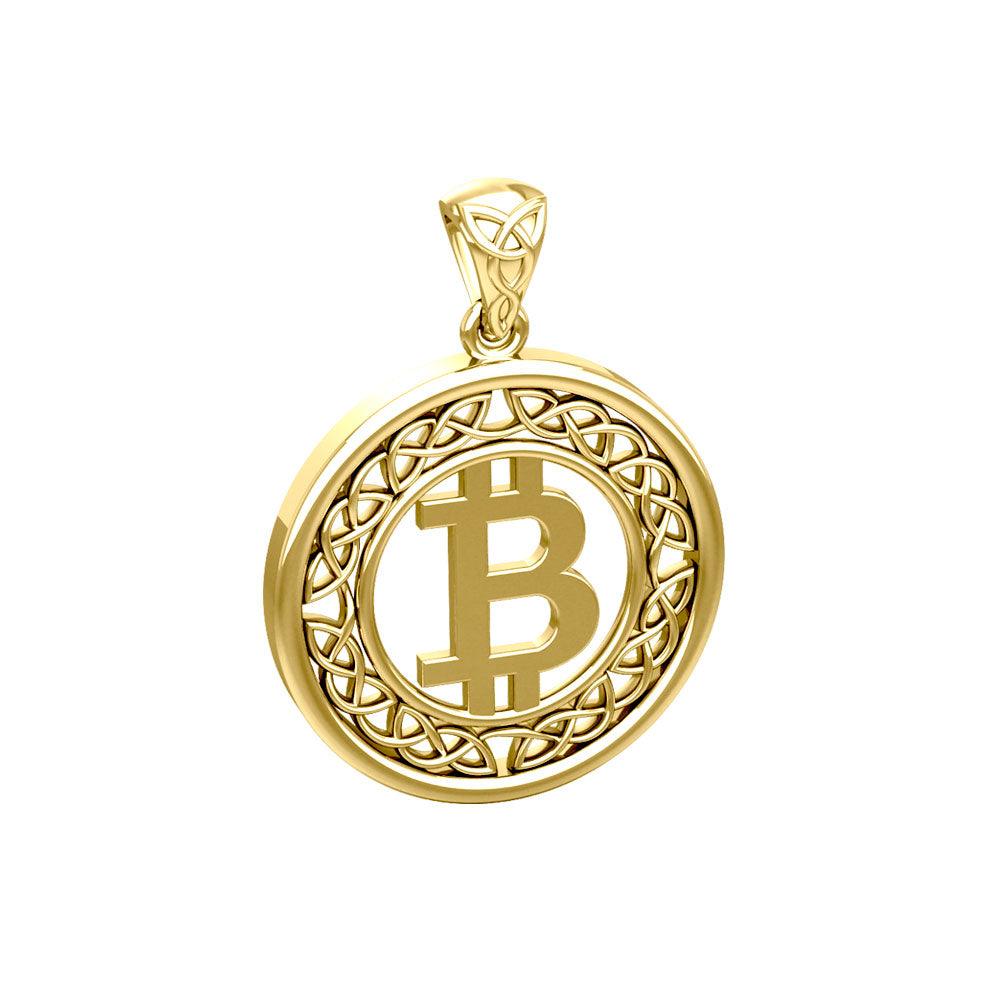 Celtic Bitcoin 14 K Solid Gold Small Pendant GPD5864 - Jewelry
