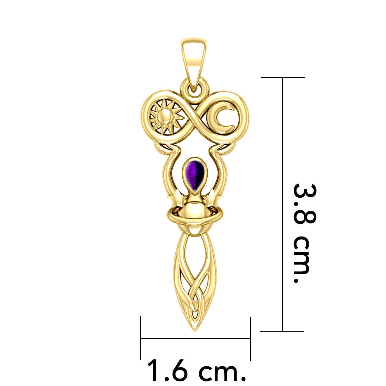 Celtic Goddess of Infinite Universe Solid Gold Pendant GPD5931 - Jewelry