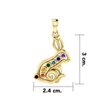 Rabbit or Hare Solid Gold Pendant with Chakra Gemstone GPD6039 - Jewelry