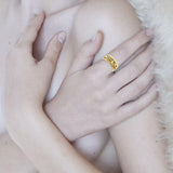 Uncovering the Natural Sense of Masonry in 14K Yellow Gold Spinner Ring GRI1616 - Jewelry