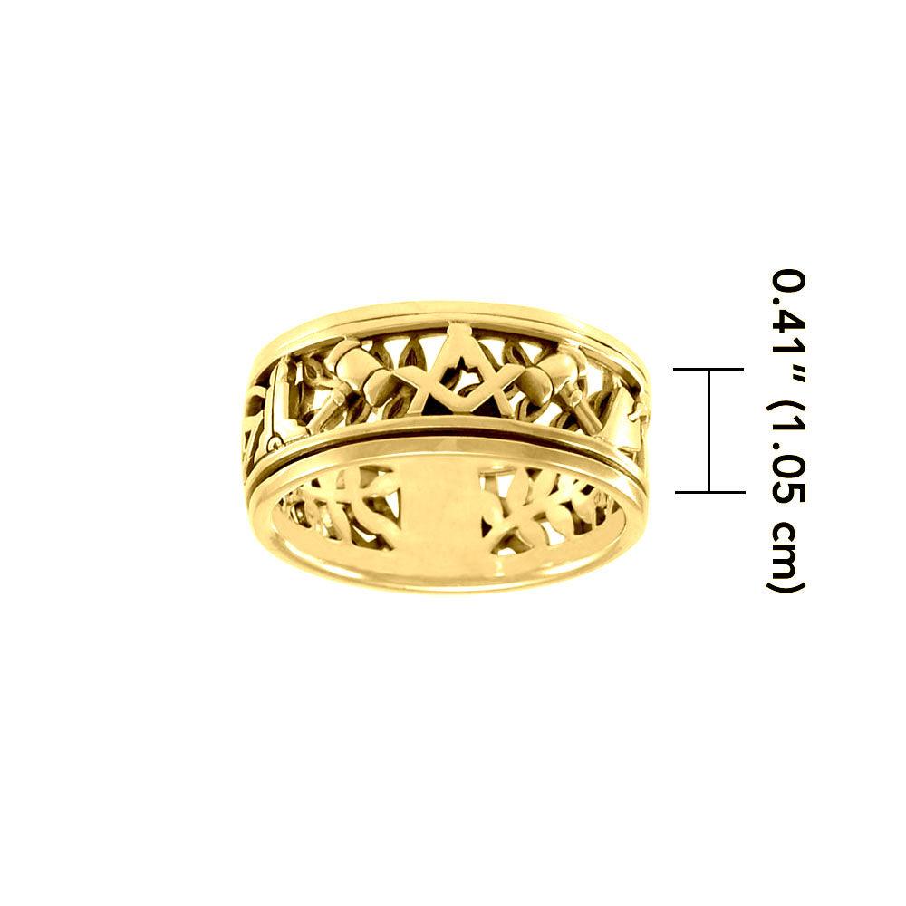 Uncovering the Natural Sense of Masonry in 14K Yellow Gold Spinner Ring GRI1616 - Jewelry