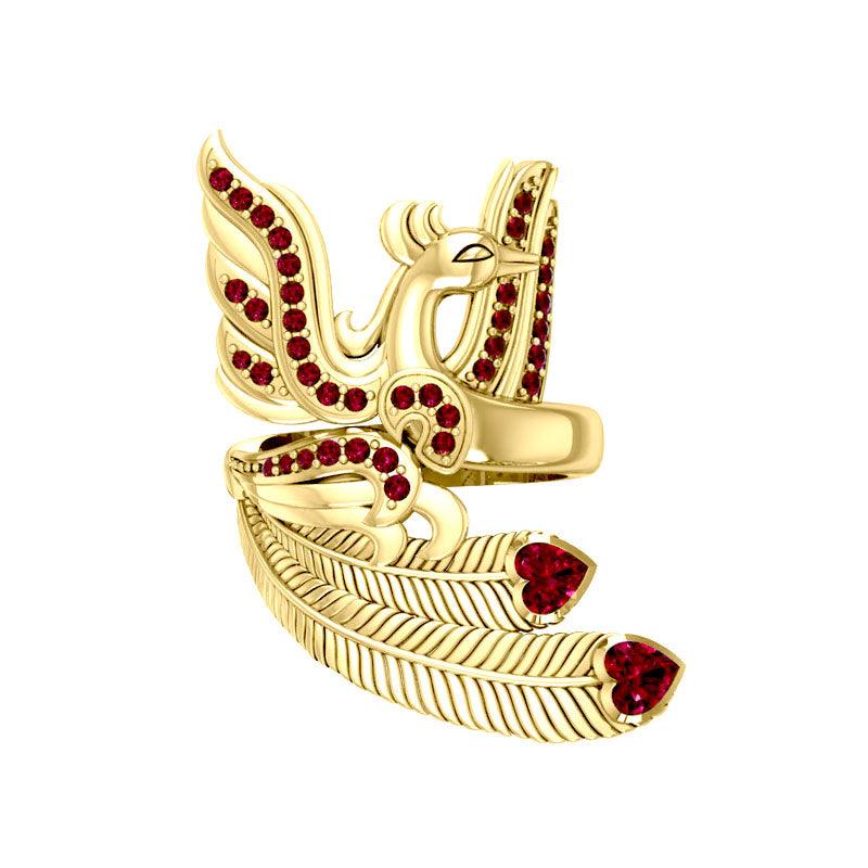 Mythical Phoenix Arise 14 K Solid Gold Ring with Gemstone GRI1741 - Jewelry