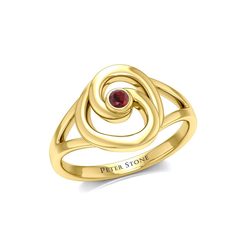 Organic Droplet 14 K Solid Gold Contemporary Ring with Gemstone GRI1906 - Jewelry